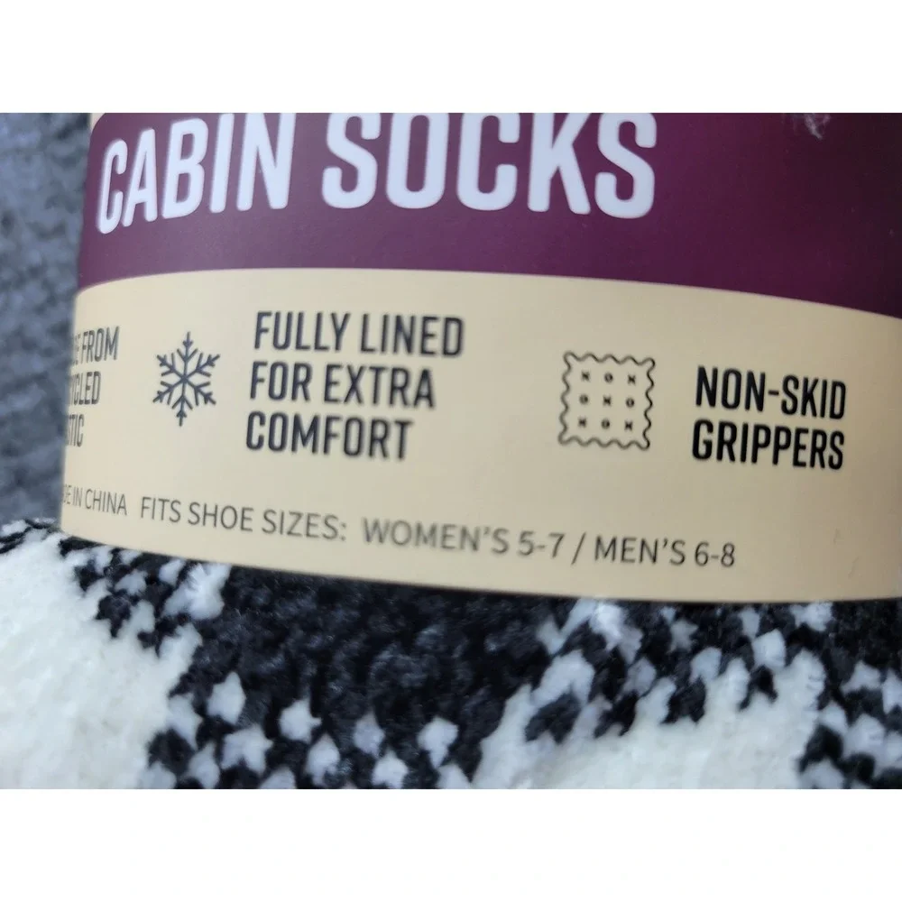 Muk Luks Cabin Socks 2 Pair Pack Buffalo Plaid Charcoal Grey S/M NEW